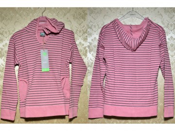 Пуловер жен. из конопли и хлопка - HempAge 'DH113' Hemp & Organic Cotton Striped Hoodie (Pink) (Производство Китай)