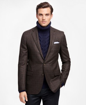 Пиджак Brooks Brothers Fitzgerald Fit Saxxon Wool Multi Check Deco Sport Coat; (Страна США)