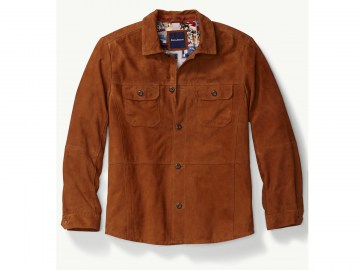 Замшевая куртка в стиле рубашки - TOMMY BAHAMA SANTIAGO SUEDE SHIRT JACKET (Brown Suede) (XL) (Производство Китай)